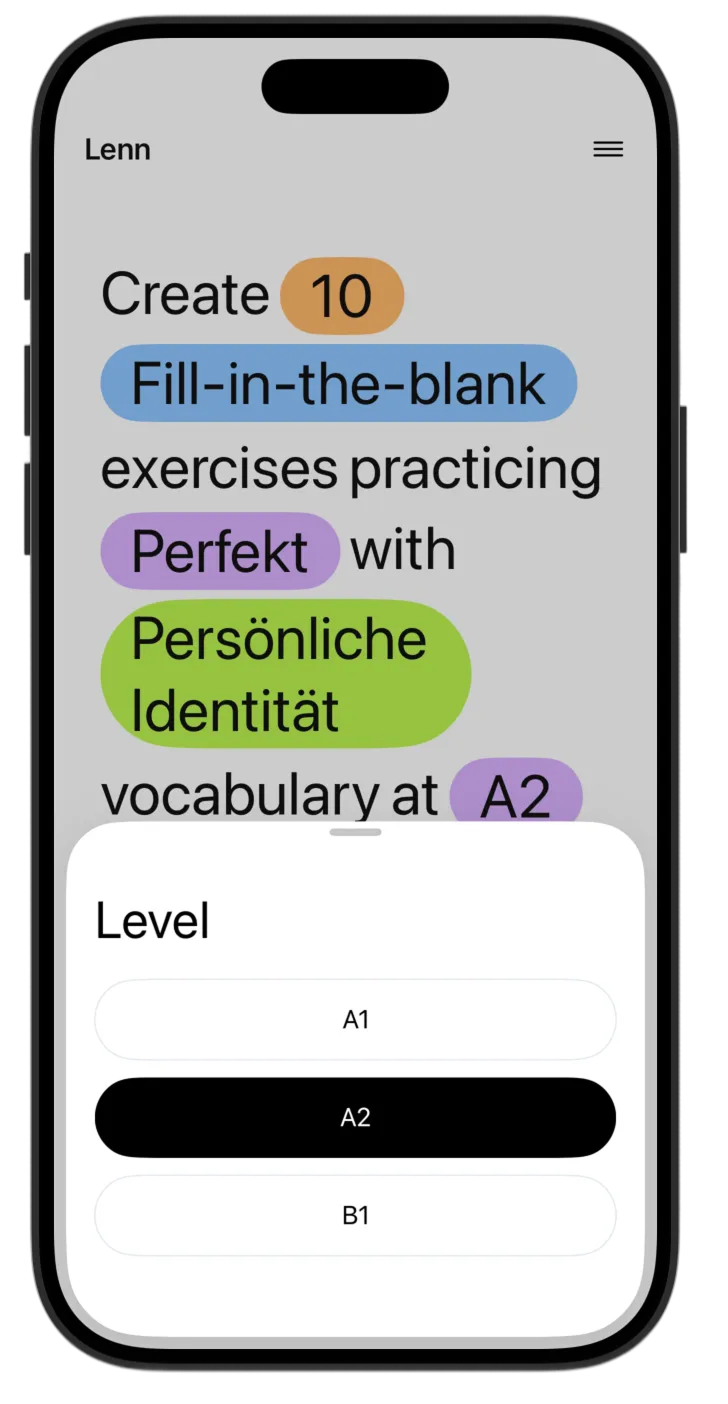 Learning level selector
